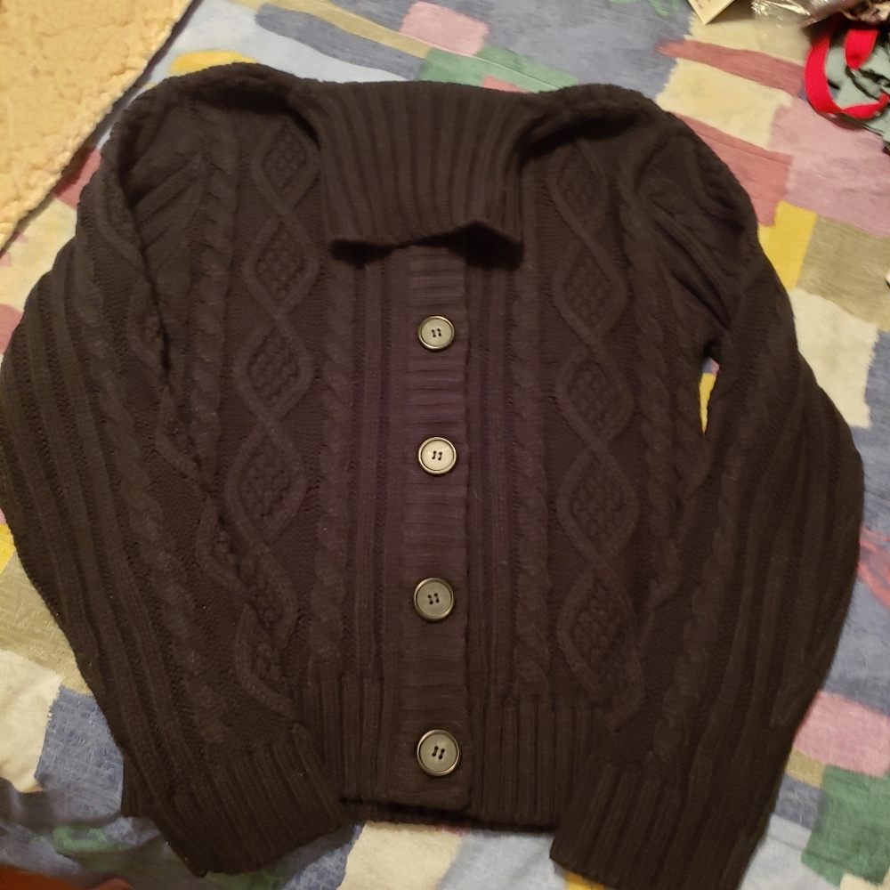 Black button up turtleneck sweater - Picture 2 of 13